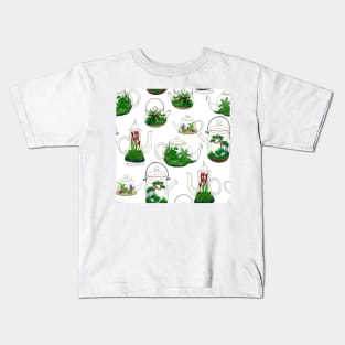 Teapot Terrarium Pattern Kids T-Shirt